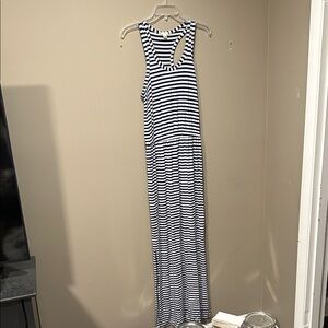J. Crew Black and White Striped Maxi Dress